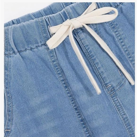 Womens NWT Lightwash Elastic Waist Drawstring Denim Jeans NWT Sz. 2 Lightweight - Picture 6 of 9